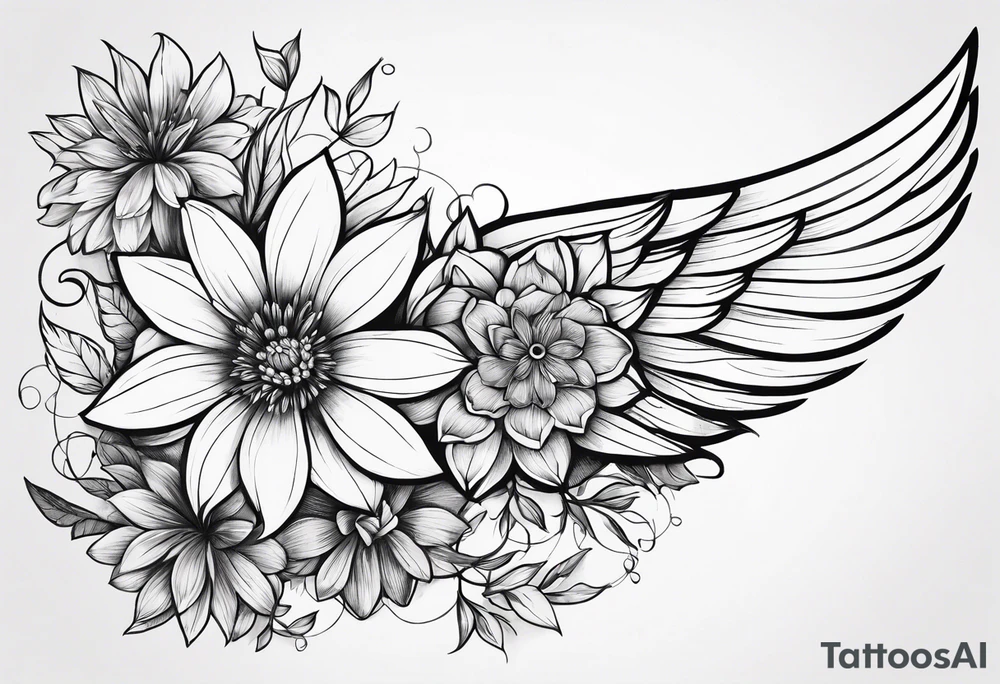 wing, flower, tattoo idea