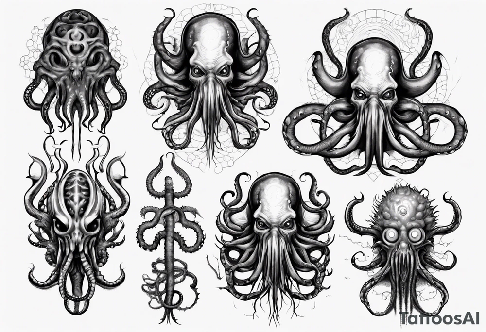 lovecraft monster for arms and forearms
add tentacle tattoo idea