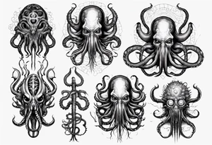 lovecraft monster for arms and forearms
add tentacle tattoo idea