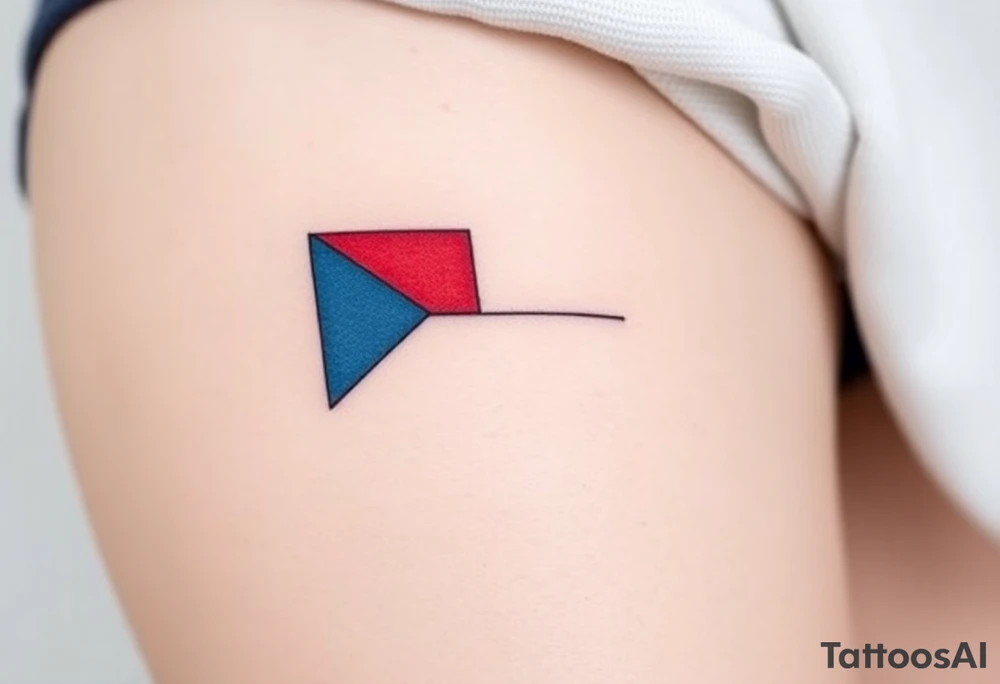 A minimalist Czech flag outline, with the blue triangle subtly blending into the red and white stripes tattoo idea