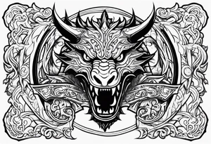 Valhalla sword shield dragon head tattoo idea