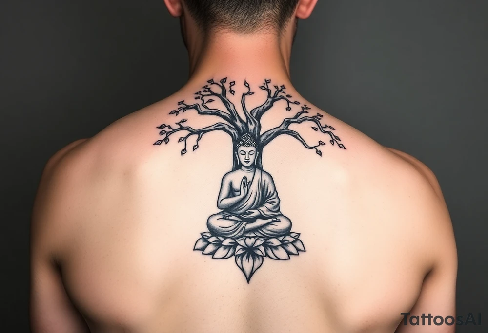 buddha under bodhi tree tattoo idea