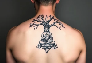 buddha under bodhi tree tattoo idea