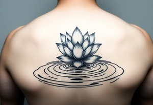 serene lotus flower emerging from sacred waters with ripples tattoo idea