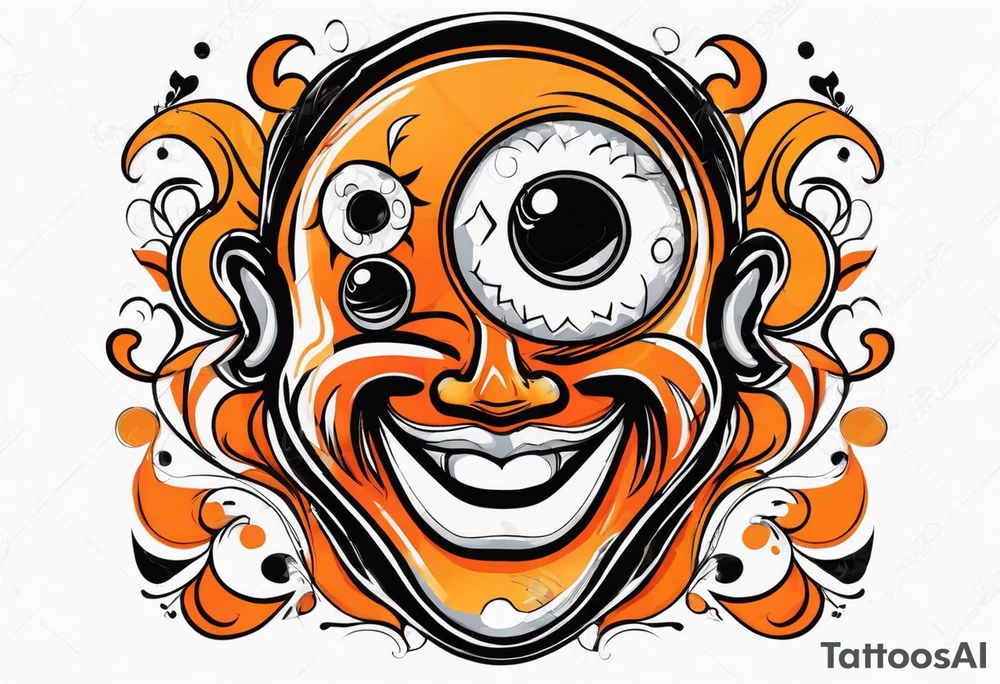 Crying mask that is orange and black tattoo idea