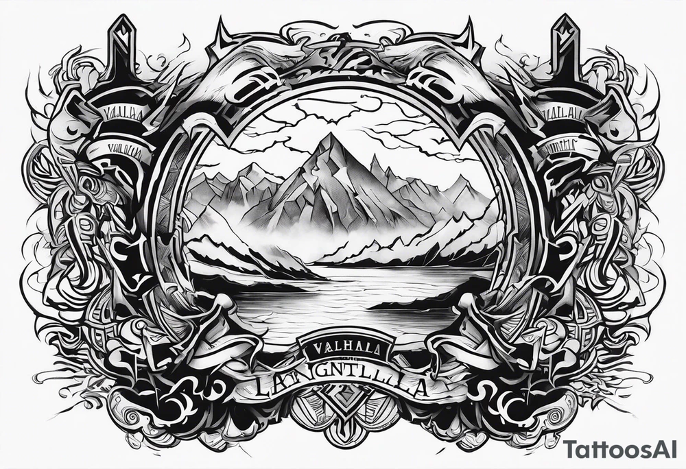 Valhalla mist fog lightning tattoo idea