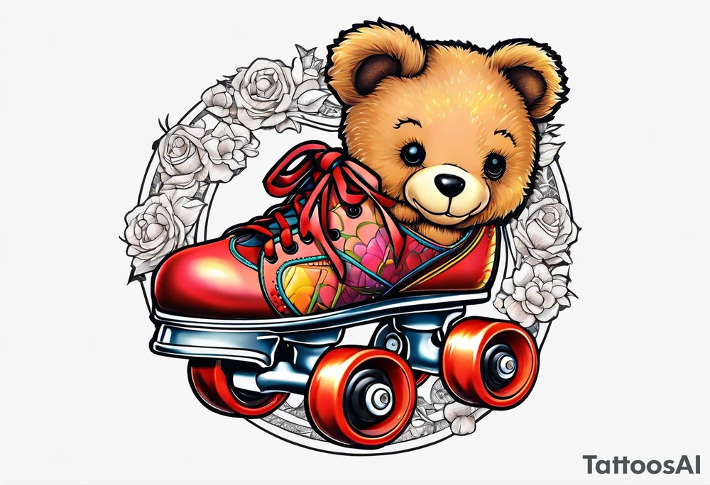 roller skates on teddy bears tattoo idea