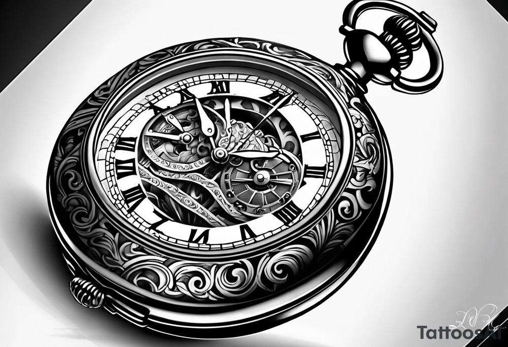 pocket watch tattoo drawing for men tattoo idea