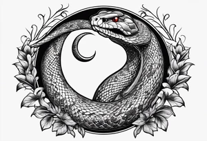 snake wrapped around a crescent moon tattoo idea