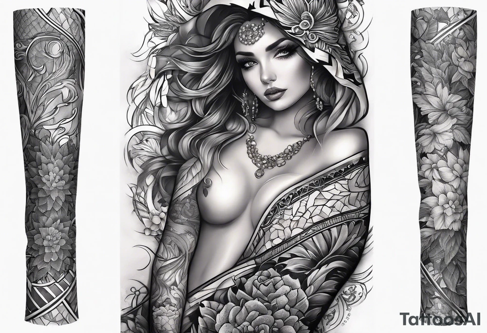 Full leg tattoo sleeve square tattoo idea