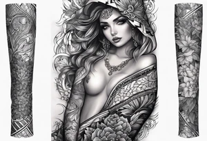 Full leg tattoo sleeve square tattoo idea