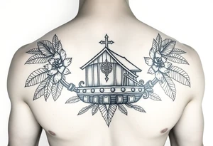 Polynesian noah’s ark tattoo chest piece tattoo idea
