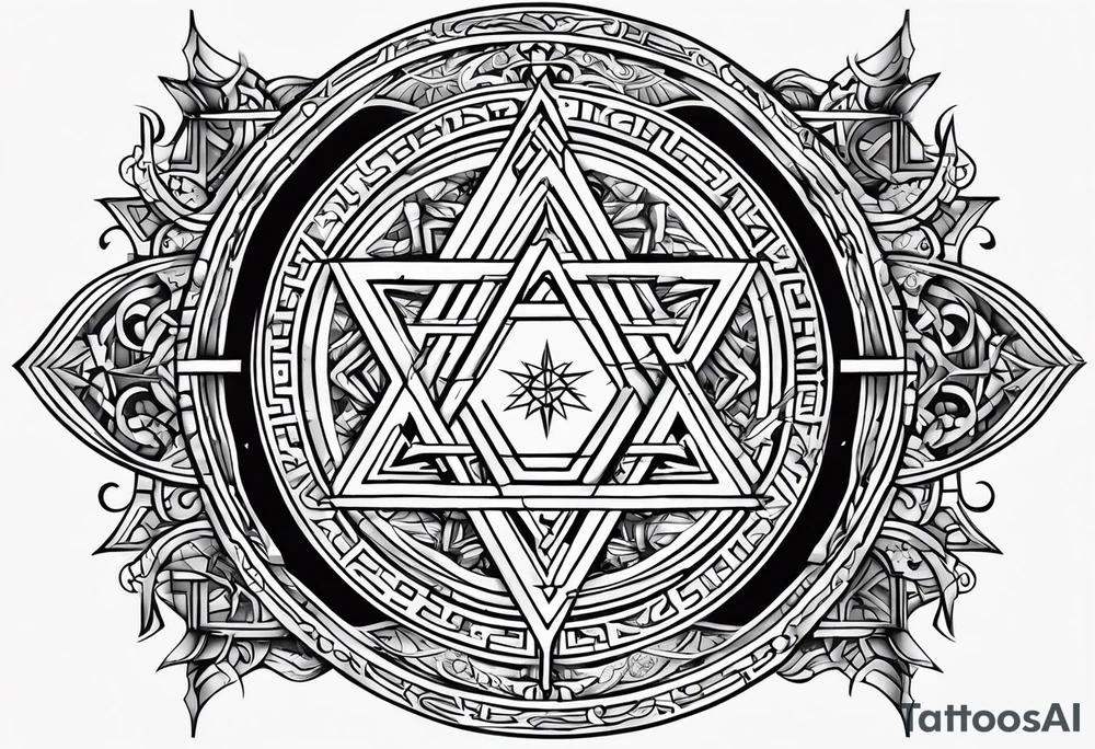 tetragrammaton representation of chosen one and a secret message written in Hebrew from God tattoo idea