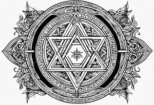 tetragrammaton representation of chosen one and a secret message written in Hebrew from God tattoo idea
