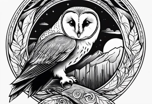 barn owl descending on prey tattoo idea