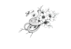 Snake with flowers tattoo idea