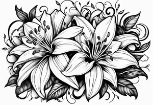 Easter Lilly's, sunflowers, vines, B, roses tattoo idea