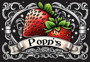 Strawberry with swirling banner that says Pops tattoo idea