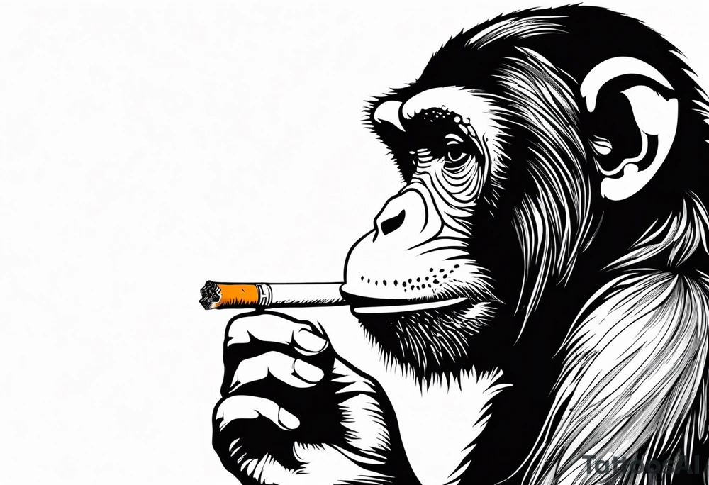 simple picture of a monkey smoking a cigarette, plain and simple smoking a cigarette tattoo idea