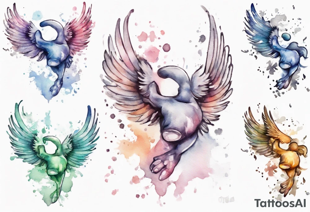 Infant footprint with wings tattoo idea