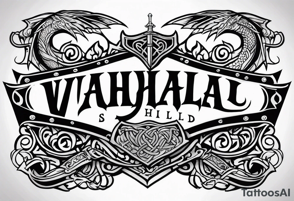 Viking sword Valhalla dragon shield tattoo idea