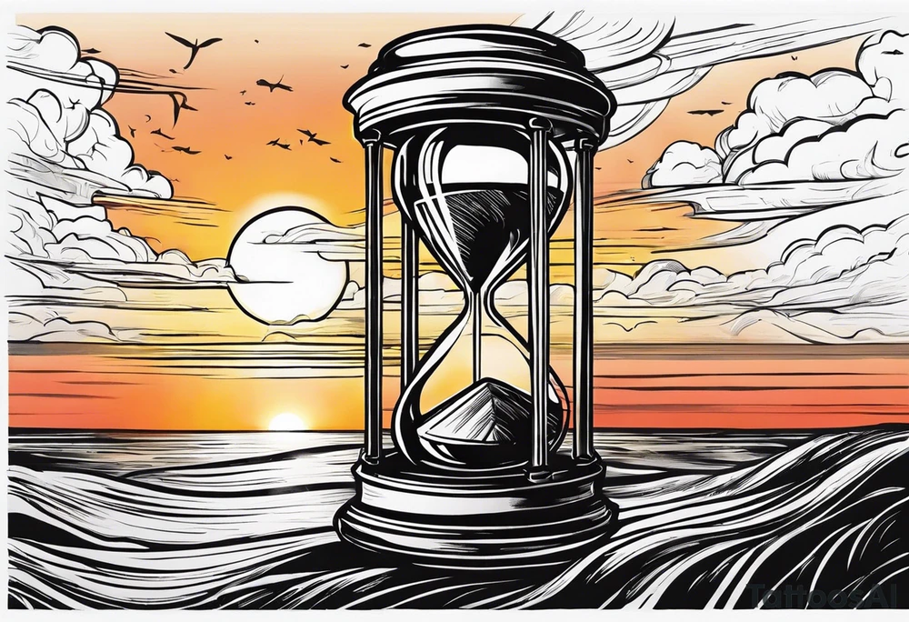 time element in sunset for man simple design tattoo idea