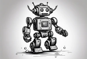 small robot running tattoo idea