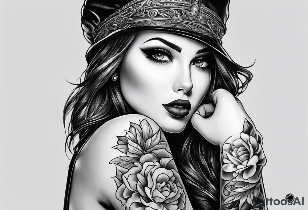 rock a billy Arm sleeve mit verschiedenen Motiven tattoo idea