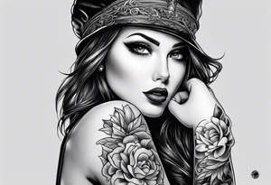 rock a billy Arm sleeve mit verschiedenen Motiven tattoo idea