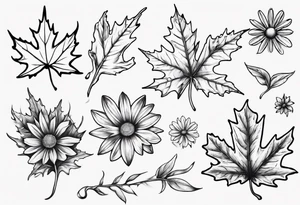 Maple leaf, daisy tattoo idea