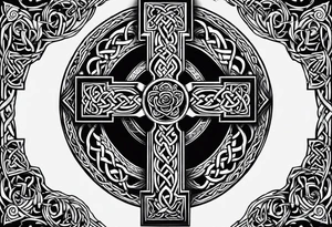 Celtic cross,moon,rose tattoo idea