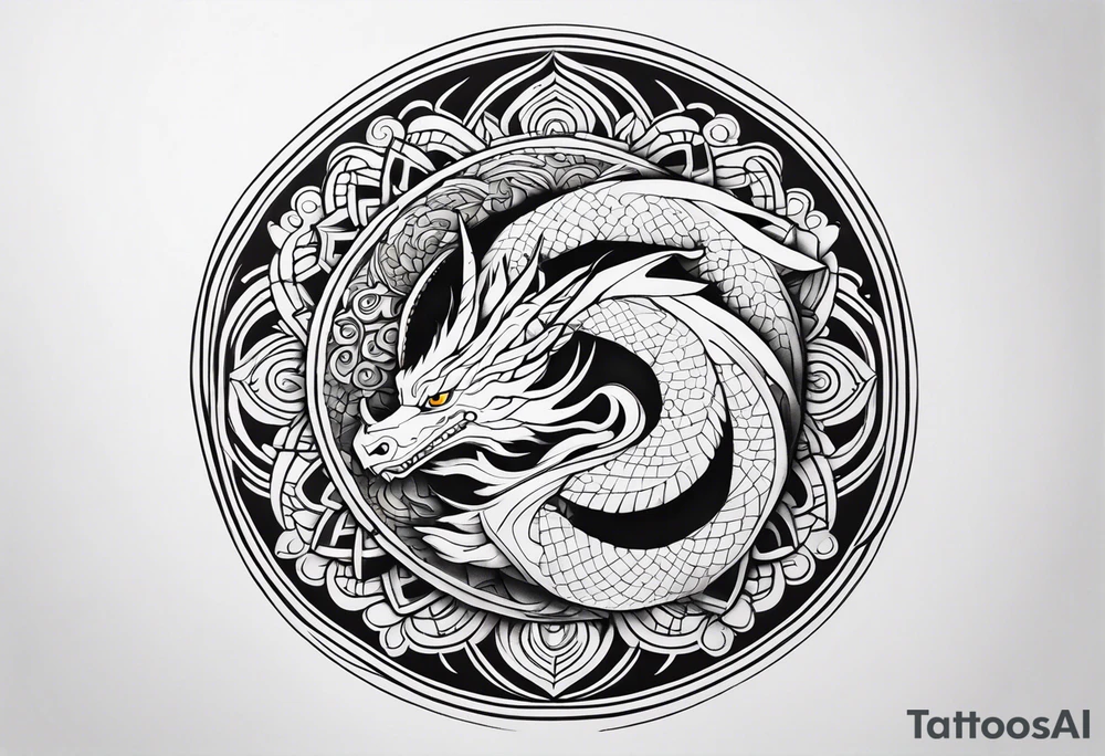 Dragon Wrapped to Mandala tattoo idea
