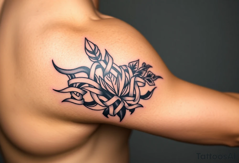 Celtic knot band combined with nature tattoo idea