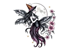 Moon goddess witch tattoo idea