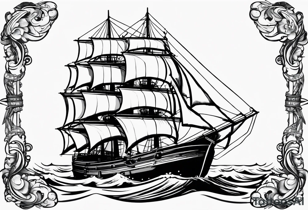 phare maritime dans un bateau a voiles. tattoo idea