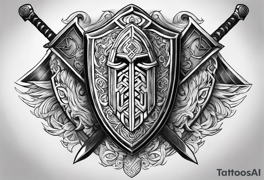 Valhalla shield sword axe Valknut fire armour tattoo idea Valhalla shield sword axe Valknut fire armour tattoo idea