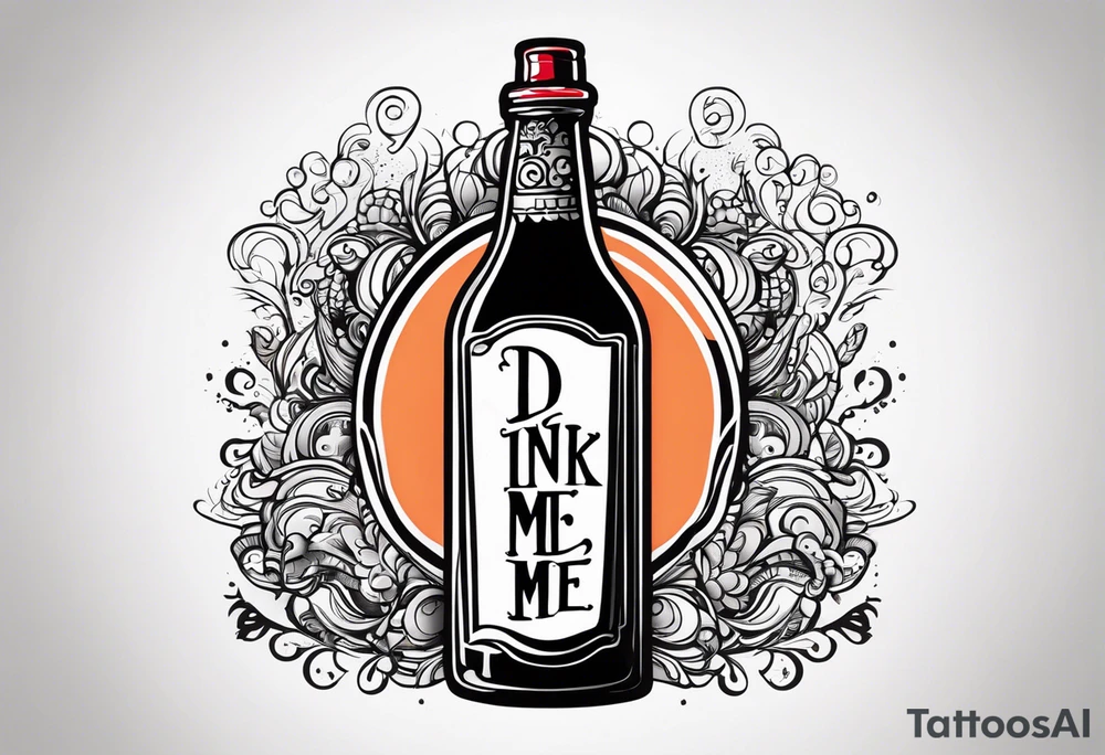 A bottle with a sign that says "drink me" tattoo idea