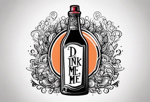 A bottle with a sign that says "drink me" tattoo idea