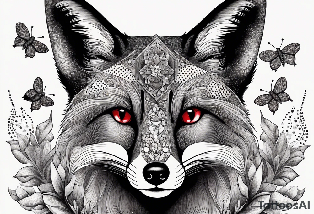 Fox with a Ruby and a honey bee tattoo idea