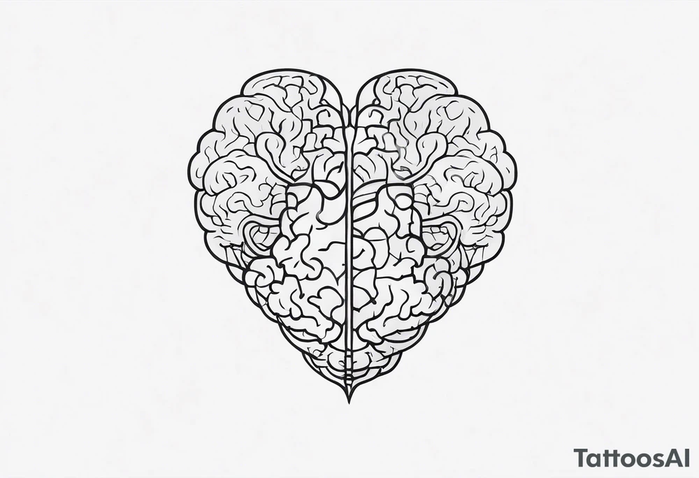 Picture of a heart and brain to represent oneself tattoo idea