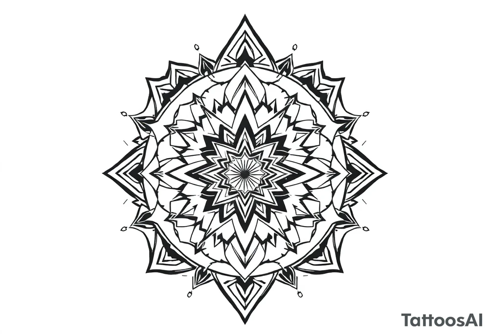 Trippy and psychedelic geometric patterns that merge in to one tattoo idea