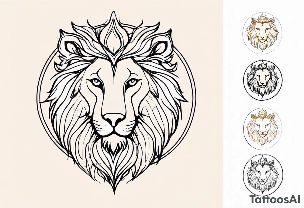 A tattoo in delicate style, so gentle. The symbol zodiac sign, Leo. The sketch should include fire, something delicate like that, and the numbers 7 and 8. tattoo idea
