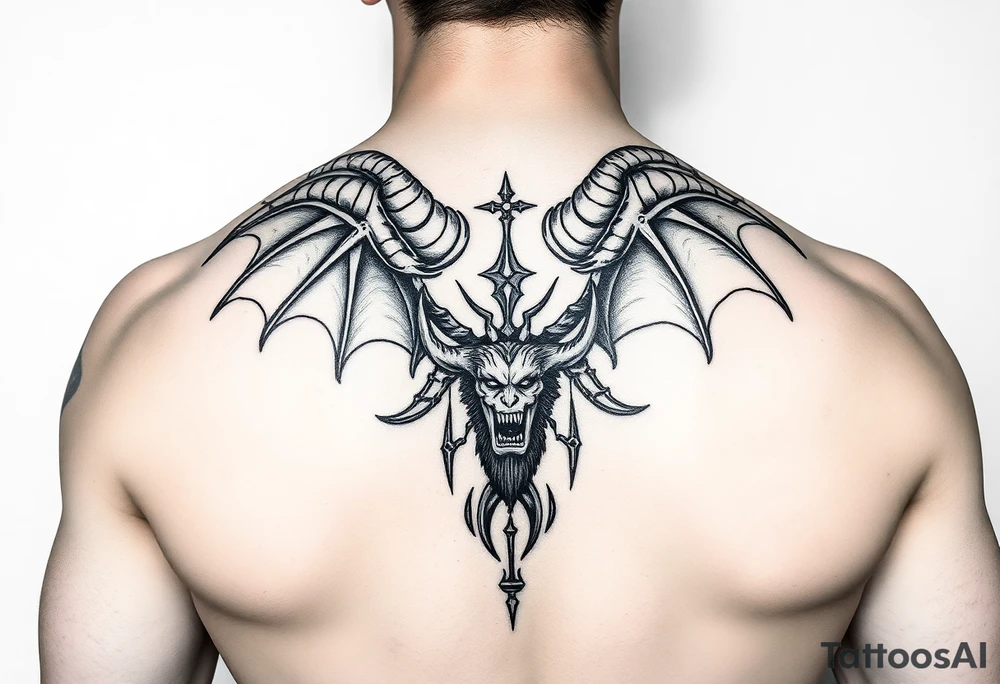 Joshua Esquivel/capricorn/strong and demonic full back tattoo idea
