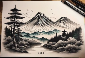 I need a cover-up tattoo. Can you accept the picture to see? I want it to be Treeline and mountain tattoo idea