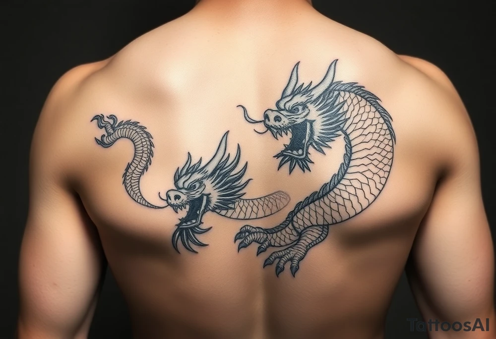 powerful dragon with Chinese style themed on details tattoo idea