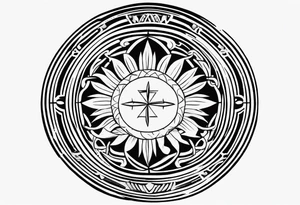 Filipino sun, Filipino Polynesian style, surname Reyes Espina, not vulgar, family crest round shape that looks good on a wrist or bicep, not traditional American tribal, family, love tattoo idea