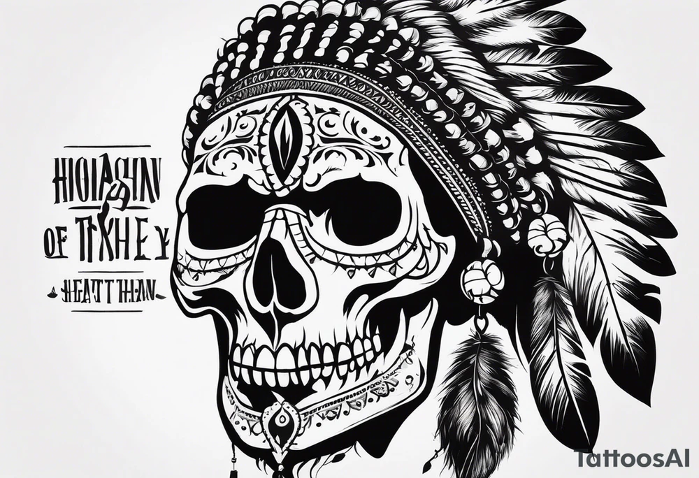 an Indian with a skull instead of a face so that he could be seen whole tattoo idea