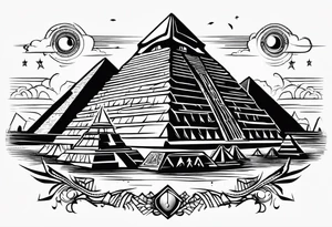 Egyptian pyramids with eye of horus. Aliens abducting people that are working on people building the pyramid tattoo idea