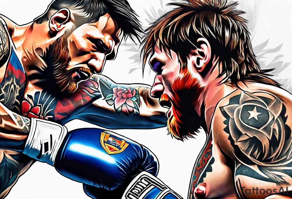 messi boxing against monkey tattoo idea