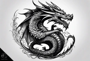 Dragon wrapped around sword tattoo idea